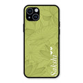 Customized luxury Mint Green leaves Glass Case Cover For iPhone 14