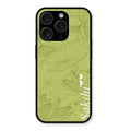 Customized luxury Mint Green leaves Glass Case Cover For iPhone 15 Pro Max