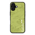 Customized luxury Mint Green leaves Glass Case Cover For iPhone 16