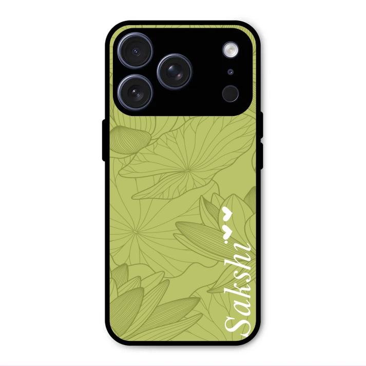 Customized luxury Mint Green leaves Glass Case Cover For iPhone 17 Pro Max