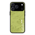Customized luxury Mint Green leaves Glass Case Cover For iPhone 17 Pro Max