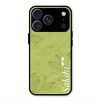 Customized luxury Mint Green leaves Glass Case Cover For iPhone 17 Pro