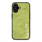 Customized luxury Mint Green leaves Glass Case Cover For iPhone 17