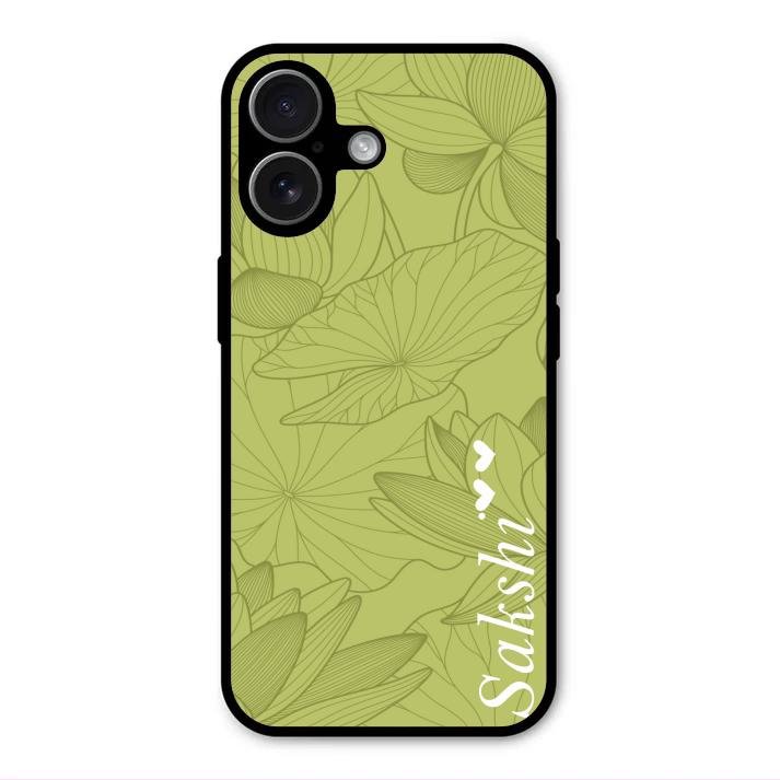 Customized luxury Mint Green leaves Glass Case Cover For iPhone 17