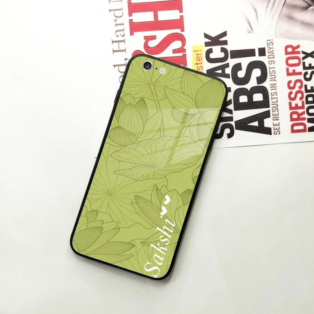 Customized luxury Mint Green leaves Glass Case Cover For iPhone - ShopOnCliQ