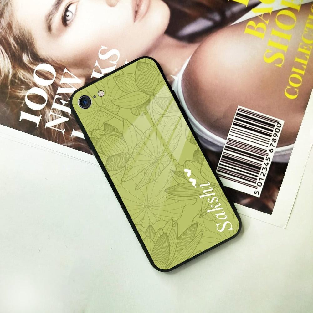 Customized luxury Mint Green leaves Glass Case Cover For iPhone - ShopOnCliQ