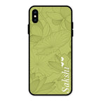 Customized luxury Mint Green leaves Glass Case Cover For iPhone XS Max