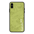 Customized luxury Mint Green leaves Glass Case Cover For iPhone XS