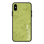 Customized luxury Mint Green leaves Glass Case Cover For iPhone XS