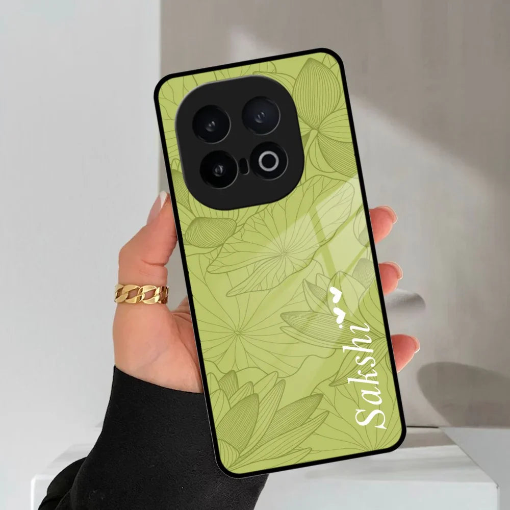Customized luxury Mint Green leaves Glass Case Cover For Vivo - ShopOnCliQ