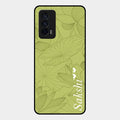 Customized luxury Mint Green leaves Glass Case Cover For Iqoo 7 5G