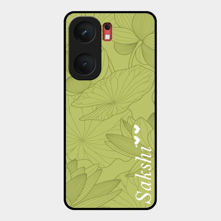 Customized luxury Mint Green leaves Glass Case Cover For Iqoo Neo 9 Pro 5G