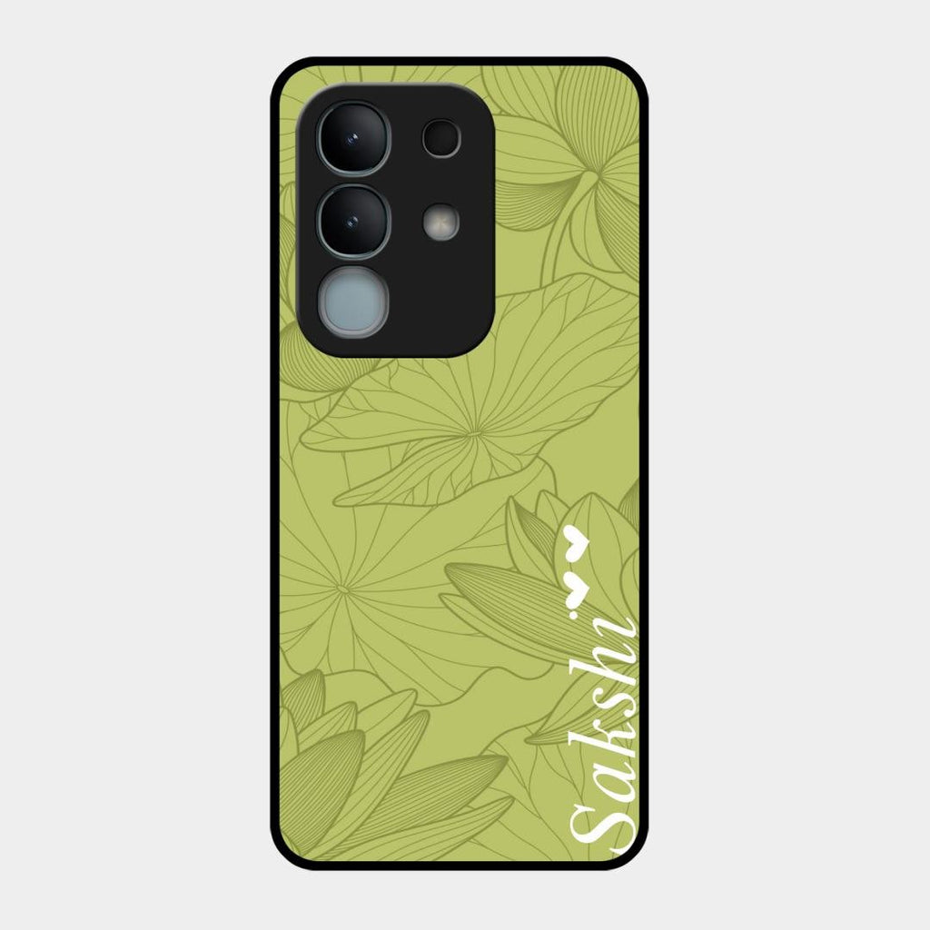 Customized luxury Mint Green leaves Glass Case Cover For iQOO Z10x 5G