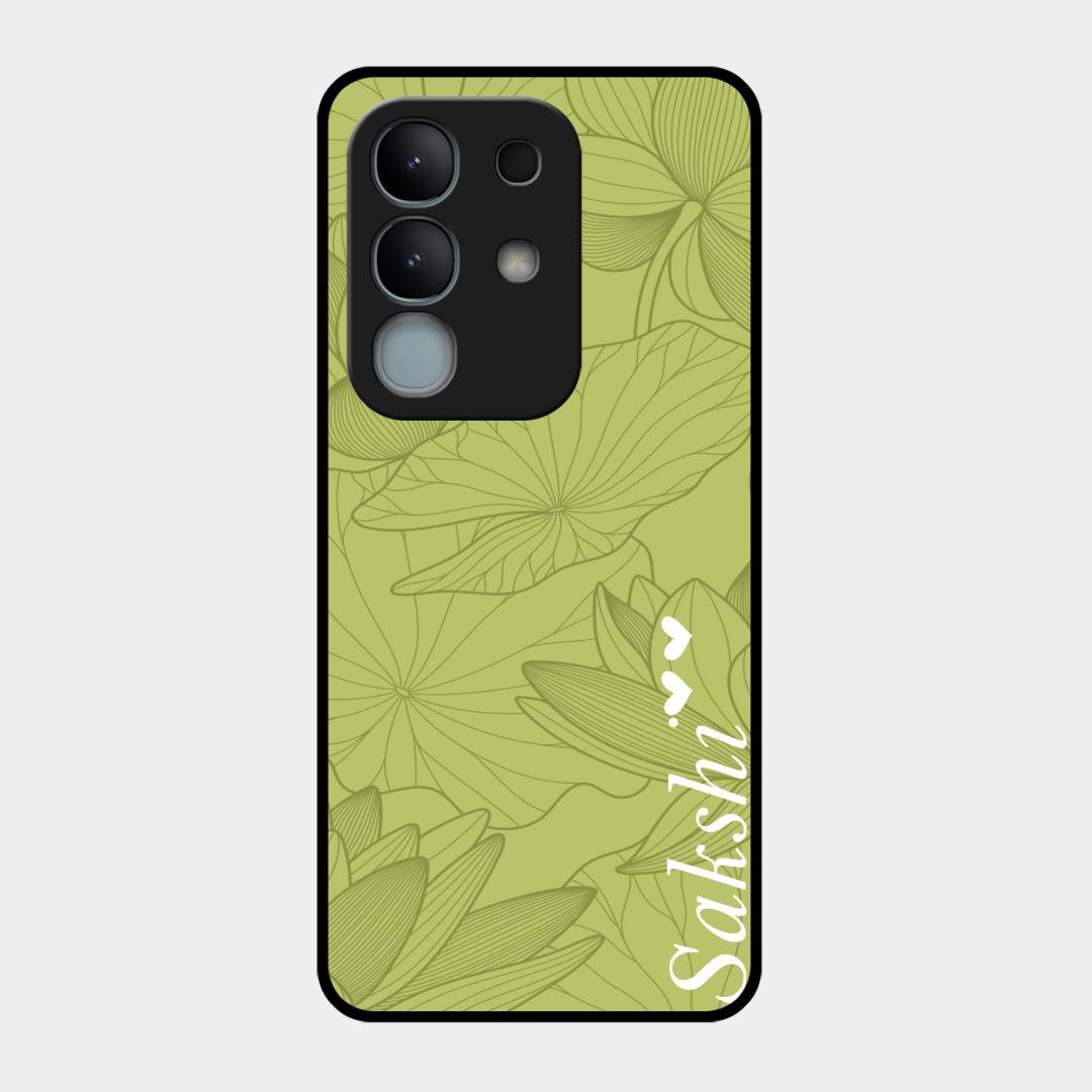 Customized luxury Mint Green leaves Glass Case Cover For iQOO Z10x 5G