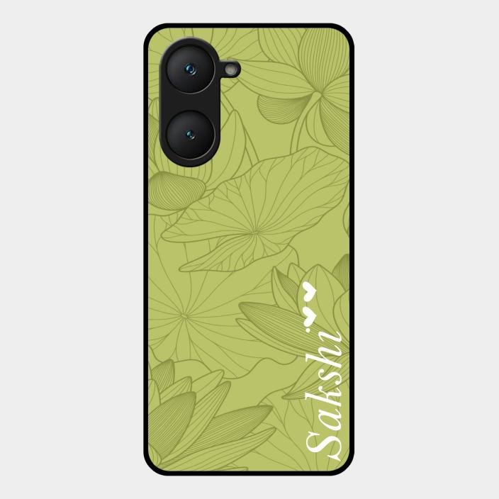 Customized luxury Mint Green leaves Glass Case Cover For Iqoo Z9 Lite 5G