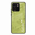 Customized luxury Mint Green leaves Glass Case Cover For Motorola Edge 40