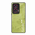 Customized luxury Mint Green leaves Glass Case Cover For Motorola Edge 50 Fusion 5G