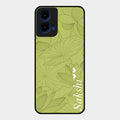 Customized luxury Mint Green leaves Glass Case Cover For Motorola G45 5G