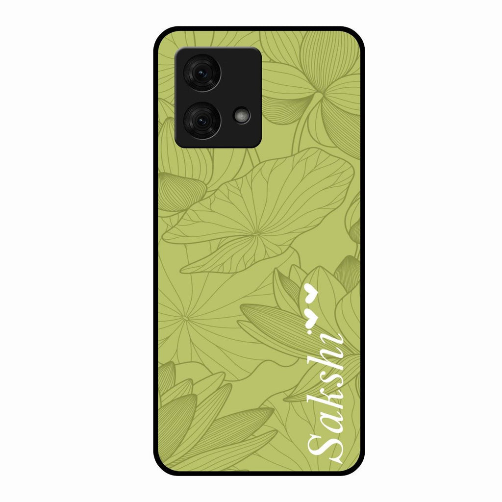 Customized luxury Mint Green leaves Glass Case Cover For Motorola g84 5G