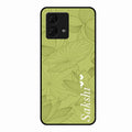 Customized luxury Mint Green leaves Glass Case Cover For Motorola g84 5G