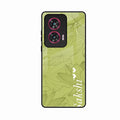 Customized luxury Mint Green leaves Glass Case Cover For Motorola G96 5G