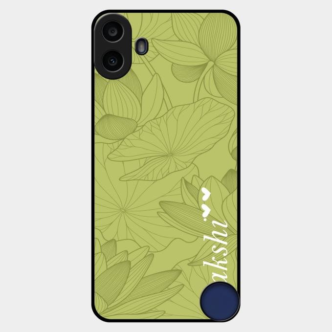 Customized luxury Mint Green leaves Glass Case Cover For Nothing Cmf Phone 1