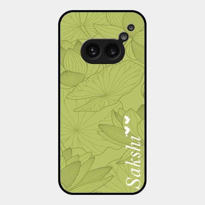 Customized luxury Mint Green leaves Glass Case Cover For Nothing Phone 2A 5G