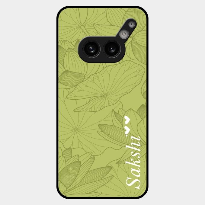 Customized luxury Mint Green leaves Glass Case Cover For Nothing Phone 2A Plus