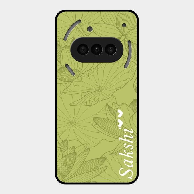 Customized luxury Mint Green leaves Glass Case Cover For Nothing Phone 3A 5G