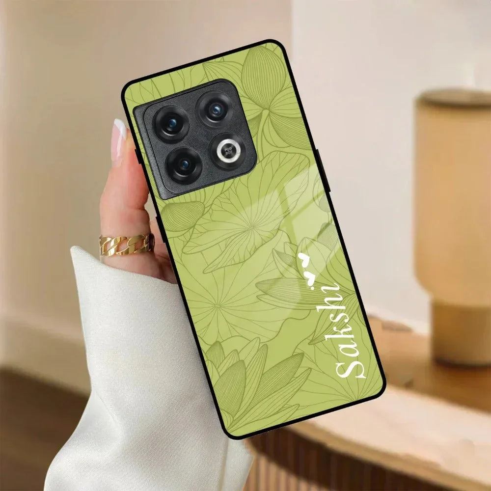 Customized luxury Mint Green leaves Glass Case Cover For Oneplus - ShopOnCliQ