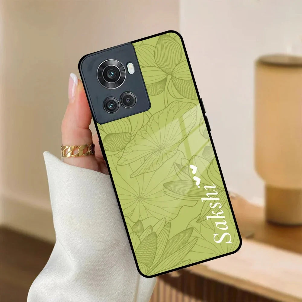 Customized luxury Mint Green leaves Glass Case Cover For Oneplus - ShopOnCliQ