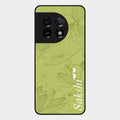 Customized luxury Mint Green leaves Glass Case Cover For Oneplus 11 5G