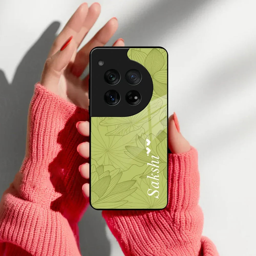 Customized luxury Mint Green leaves Glass Case Cover For Oneplus - ShopOnCliQ