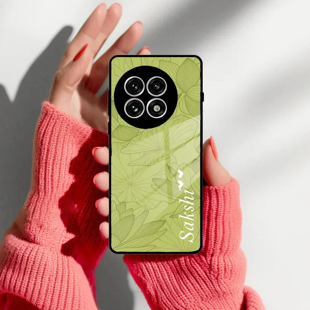 Customized luxury Mint Green leaves Glass Case Cover For Oneplus - ShopOnCliQ
