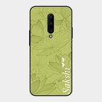 Customized luxury Mint Green leaves Glass Case Cover For Oneplus 7 Pro