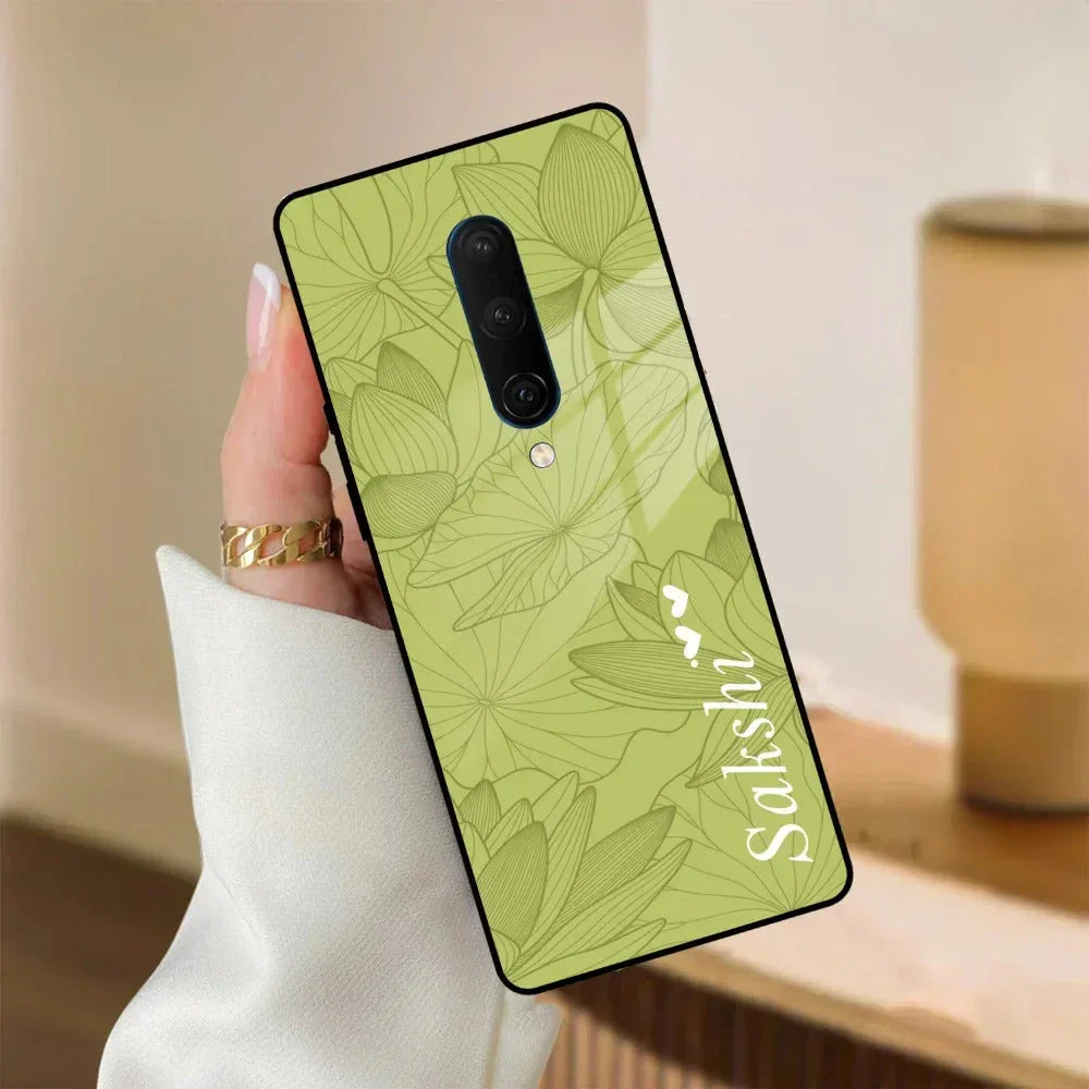 Customized luxury Mint Green leaves Glass Case Cover For Oneplus - ShopOnCliQ