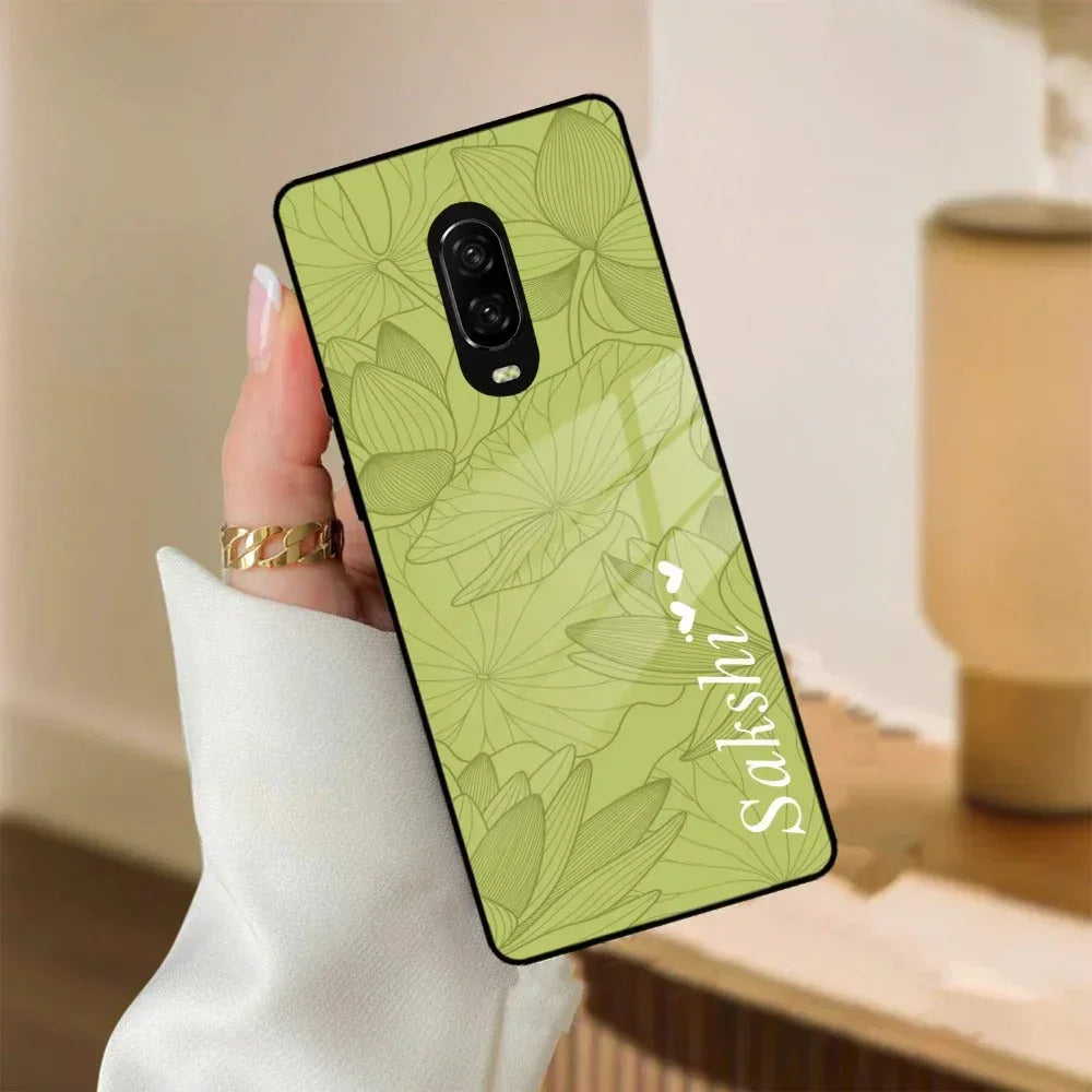 Customized luxury Mint Green leaves Glass Case Cover For Oneplus - ShopOnCliQ