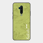Customized luxury Mint Green leaves Glass Case Cover For Oneplus 7T Pro