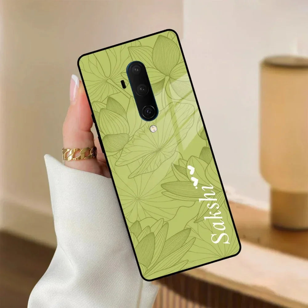 Customized luxury Mint Green leaves Glass Case Cover For Oneplus - ShopOnCliQ