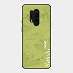 Customized luxury Mint Green leaves Glass Case Cover For Oneplus 8 Pro