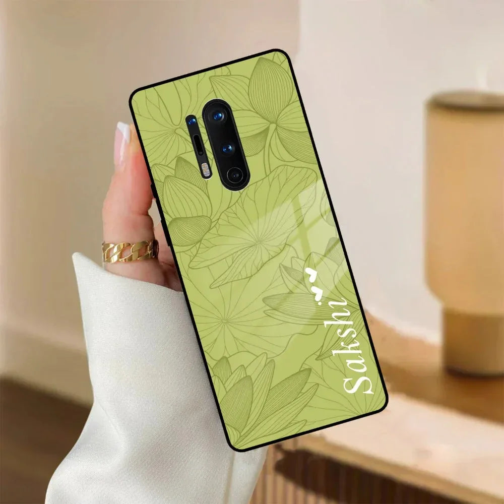 Customized luxury Mint Green leaves Glass Case Cover For Oneplus - ShopOnCliQ