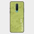 Customized luxury Mint Green leaves Glass Case Cover For Oneplus 8
