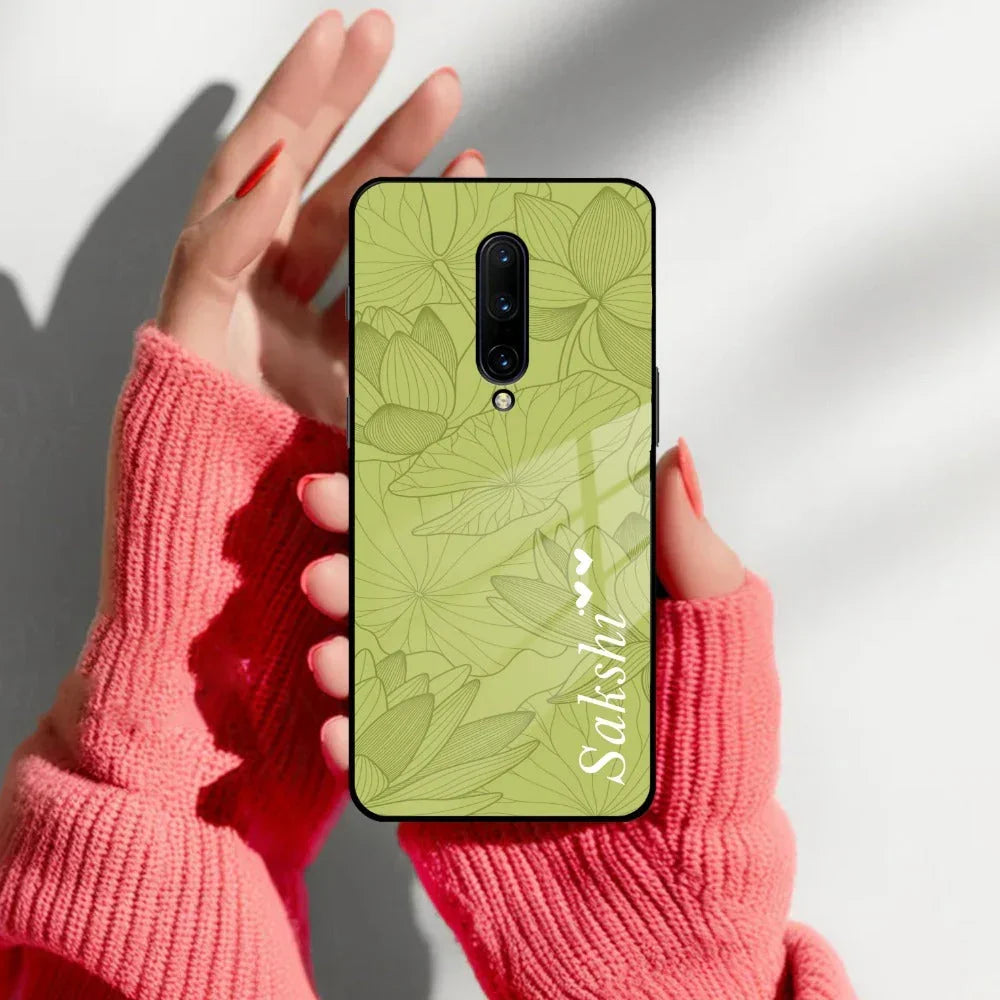 Customized luxury Mint Green leaves Glass Case Cover For Oneplus - ShopOnCliQ