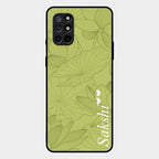 Customized luxury Mint Green leaves Glass Case Cover For Oneplus 8T
