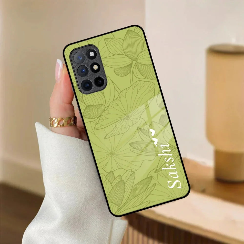 Customized luxury Mint Green leaves Glass Case Cover For Oneplus - ShopOnCliQ