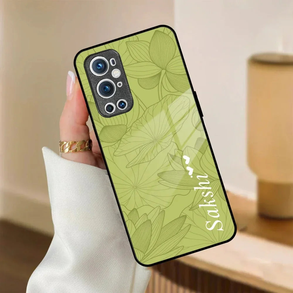 Customized luxury Mint Green leaves Glass Case Cover For Oneplus - ShopOnCliQ
