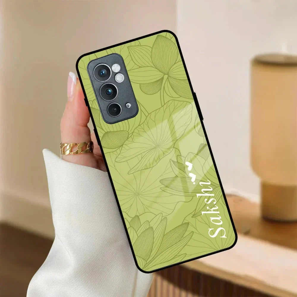 Customized luxury Mint Green leaves Glass Case Cover For Oneplus - ShopOnCliQ