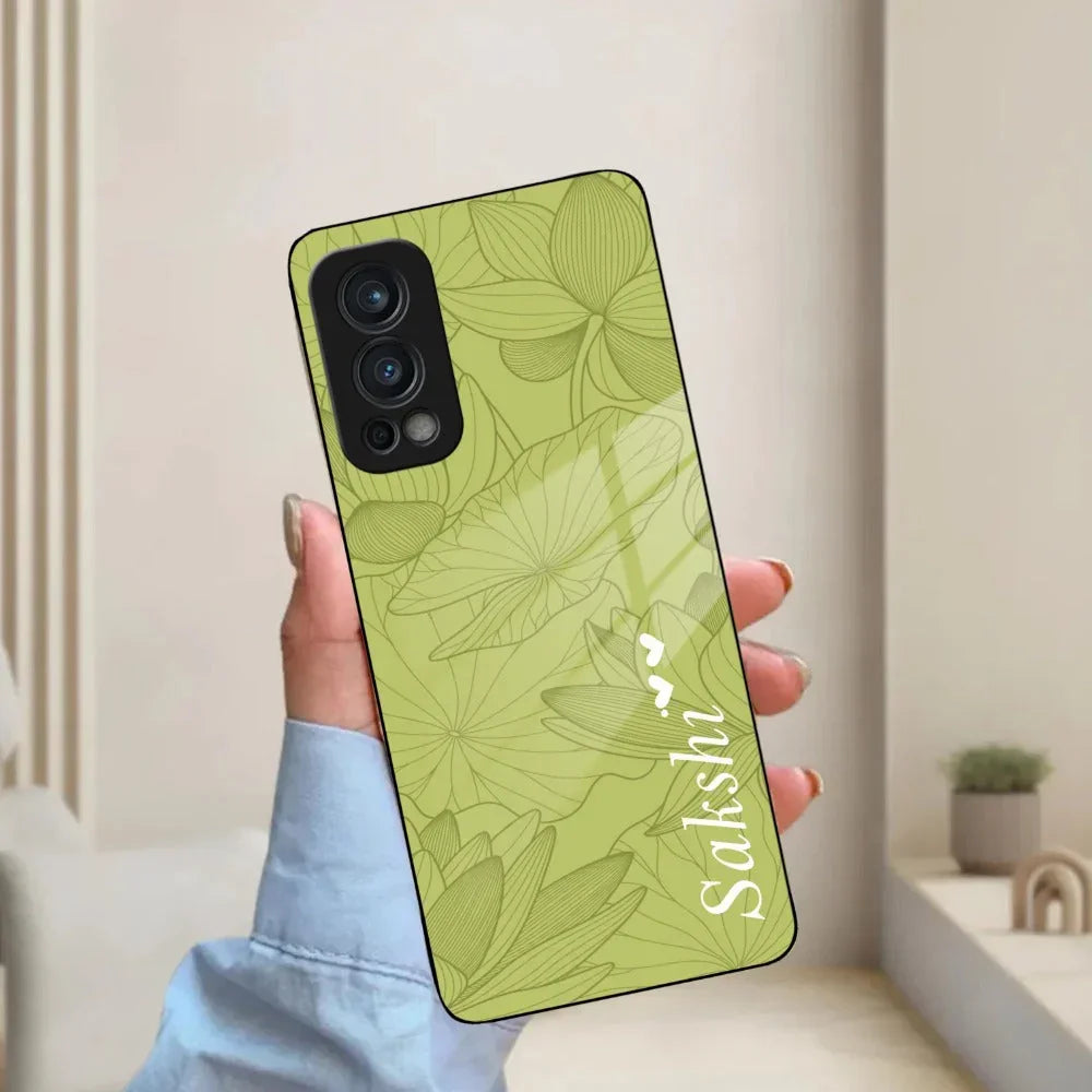 Customized luxury Mint Green leaves Glass Case Cover For Oneplus - ShopOnCliQ