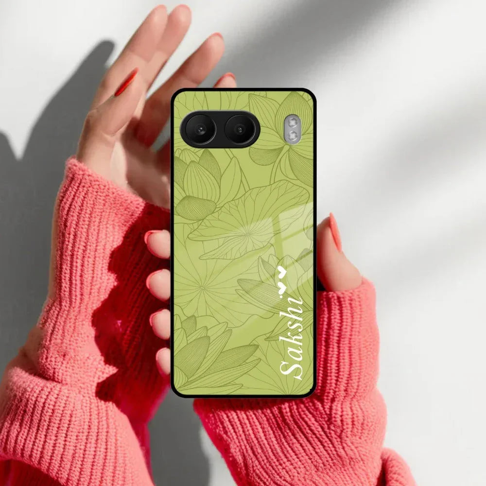 Customized luxury Mint Green leaves Glass Case Cover For Oneplus - ShopOnCliQ