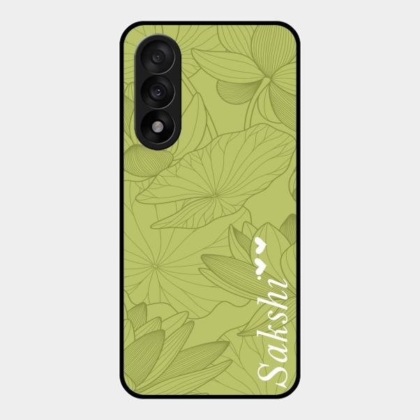 Customized luxury Mint Green leaves Glass Case Cover For Oneplus Nord 5 5G